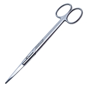 Gorney Dissecting Scissor Straight Blades Overall Length 6 3/4" (170mm) Blunt Blades Both Blades Serrated On Round Shanks With Standard Ring Handles Precision Two Tone Finish 